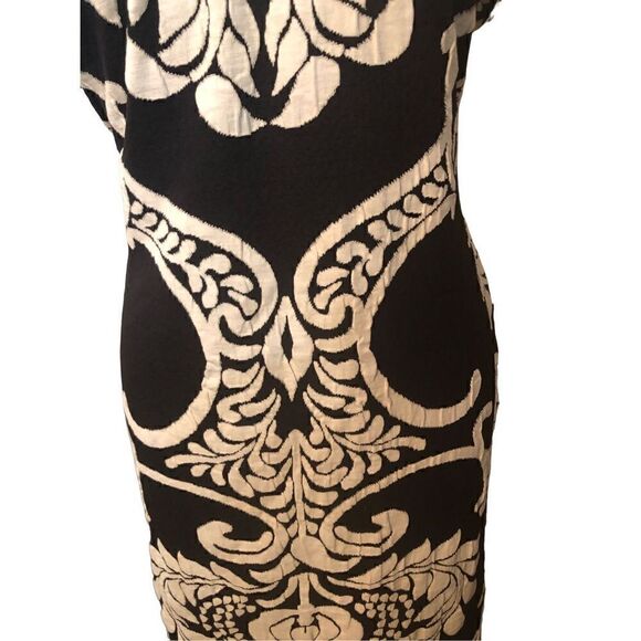 New York & Company black and cream floral botanical midi dress size LP - Picture 8 of 13